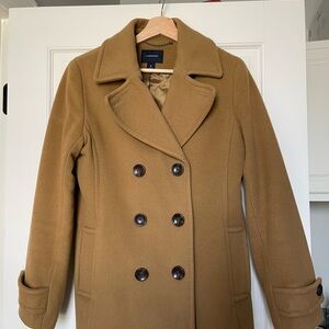 Lands' End Tan Peacoat Double-Breasted Classic